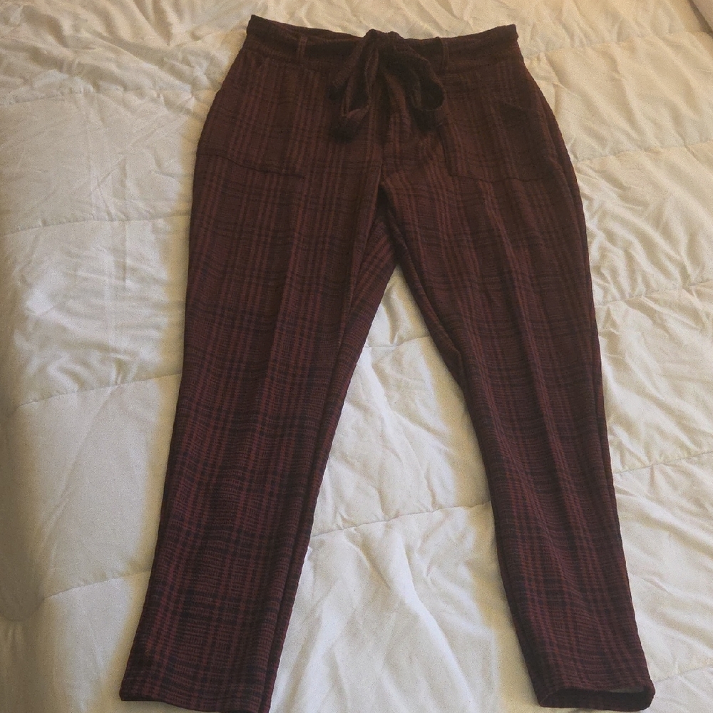 Plaid Burgundy Pants